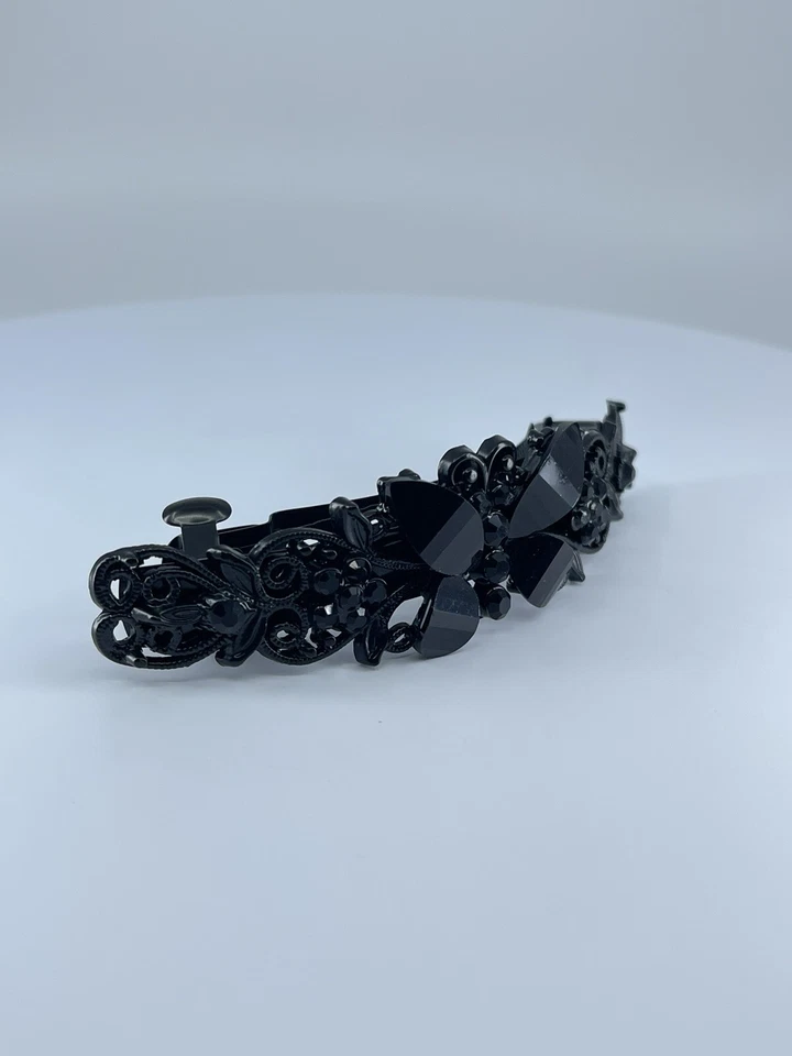 Cordón de pelo negro plástico mariposa vidrio estrás flores detalles estilo alambre Foto 4 de 4