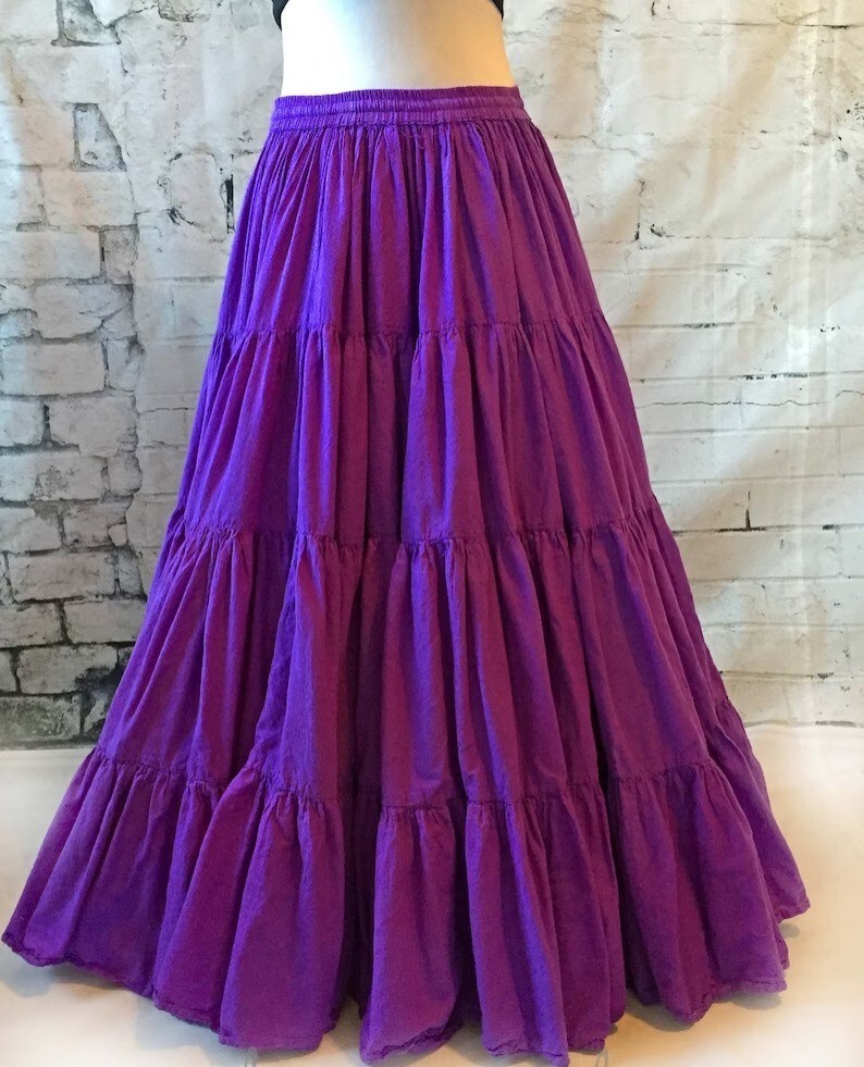 Indian Cotton Purple Frill Skirt Women's Clothing Skirt Girls Partywear