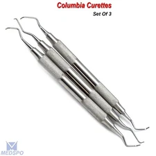 Set Of 3 Universal Columbia Curette Double End Periodontal Dental Instruments CE