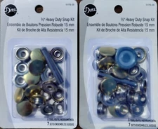 Lot of 2  Packages Dritz Heavy Duty Snap Kit Size 24 - 5/8" 7 Snaps & Tool Brass