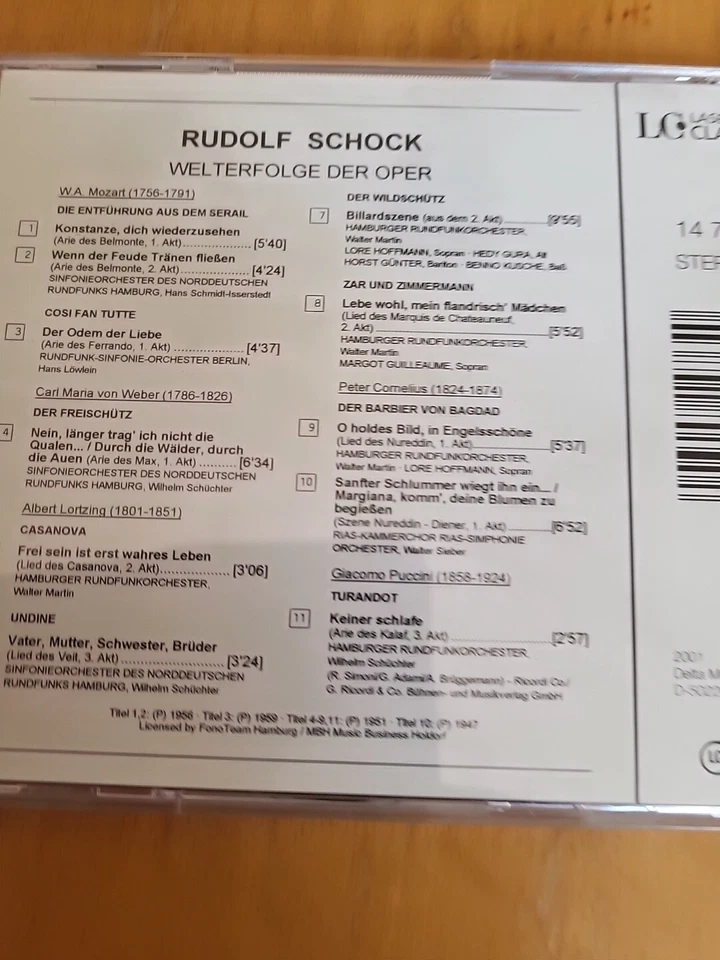 Rudolf Schock,  Welterfolge der Oper, -Seine grössten Arien [CD] - Bild 3 von 4
