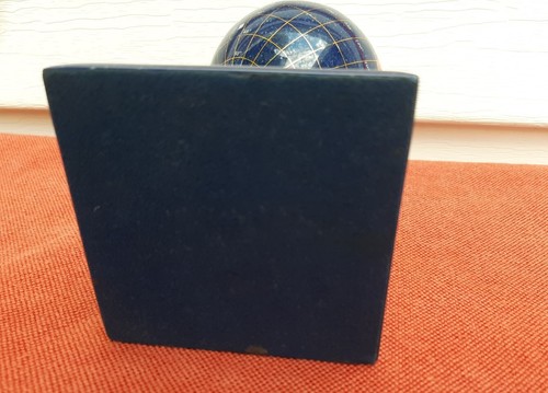 Lapis And Gemstone World Globe with Clock 7" Desktop - Picture 10 of 10