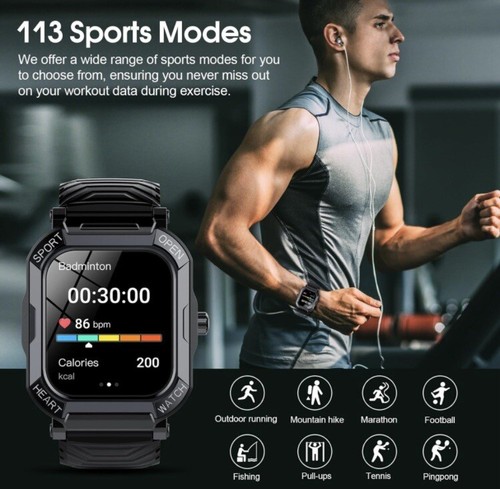 Smart Watch for Men Answer/Make Calls, 1.85" Touch Screen Smartwatch - Black - 第 2/7 張圖片