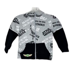Star Wars Sweater Youth 5 Grogu Baby Yoda Zip Up Boys Grey Hoodie