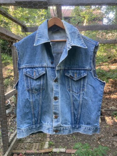 Jean Jacket Cutoff Vest Vintage Distressed M/L
