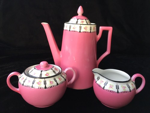 16 Piece VICTORIA Czechoslovakia 'PINK BRUNCH/DESSERT SET FOR 2' - Picture 5 of 11