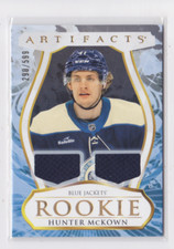 2023-24 UD ARTIFACTS DUAL JERSEY ROOKIE PARALLEL /599 HUNTER McKOWN #178 JACKETS