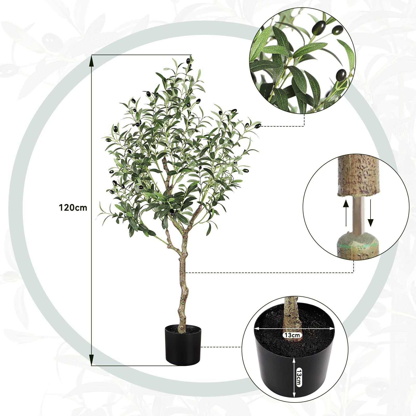 YOLEO Artificial Olive Tree 4FT Tall Faux Silk Plant for Home Office