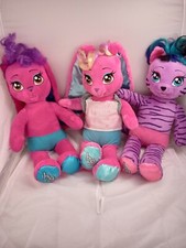 Build A Bear - Honey Girls - Teegan Purple Zebra Print Plush - Lot Of 3
