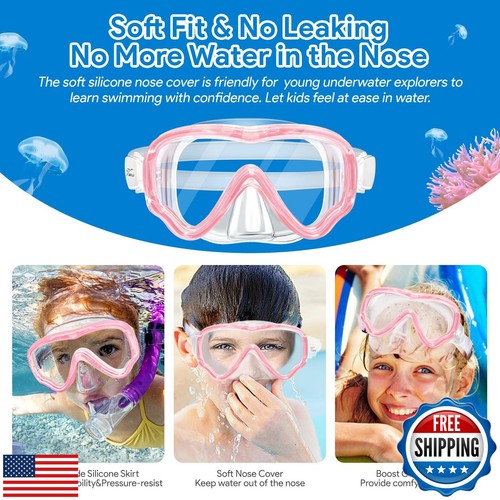 Vvinca Kids Goggles with Nose Cover Snorkel Diving Mask Swim Goggles for Kids - Picture 3 of 5