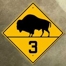 Manitoba provincial highway 3 route marker road sign Canada bison buffalo 12x12