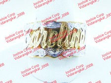 PERSONALIZED 14K GOLD GP NAME RING DOUBLE 3D W/ HEART ANY NAME UP TO 7 LETTERS