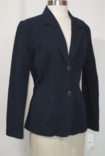 Hannah Women's Nwt Navy Medium Textured Cotton Blazer