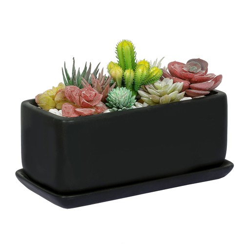 10 In Matte Black Ceramic Indoor Plant Pot / Decorative Planter w/ Drainage Hole - Picture 2 of 7