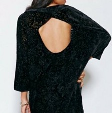Silence + Noise Women’s Velvet Naomi Open-Back Frock Dress Black Size M #C