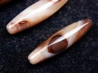 Set Of 3 Old Tibetan Natural Agate Crafted *Stripes* Pattern Dzi Beads #07272601 — photo 4