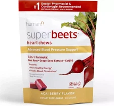 humanN SuperBeets Heart Chews Advanced 3-in-1 Beetroot+Grape Seed+CoQ10 EXP10/26