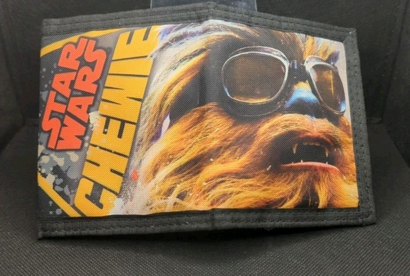 Star Wars Black Trifold Wallet Chewbacca Chewie Youth Mens Multicolored 