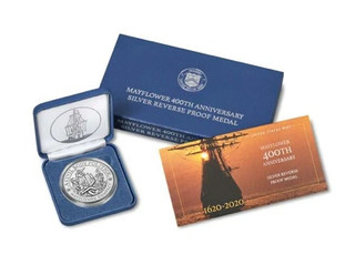 2020 Mayflower 400th Anniversary Reverse Proof 1 oz Silver Medal with OGP & COA