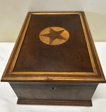 Vtg Solid Wood Travel Vanity Dresser Men’s Shaving Box/Makeup w  Folding Mirror