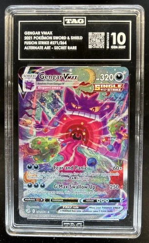 2021 Pokemon SWSH Fusion Strike Gengar VMAX Secret Rare #271/264 TAG 10