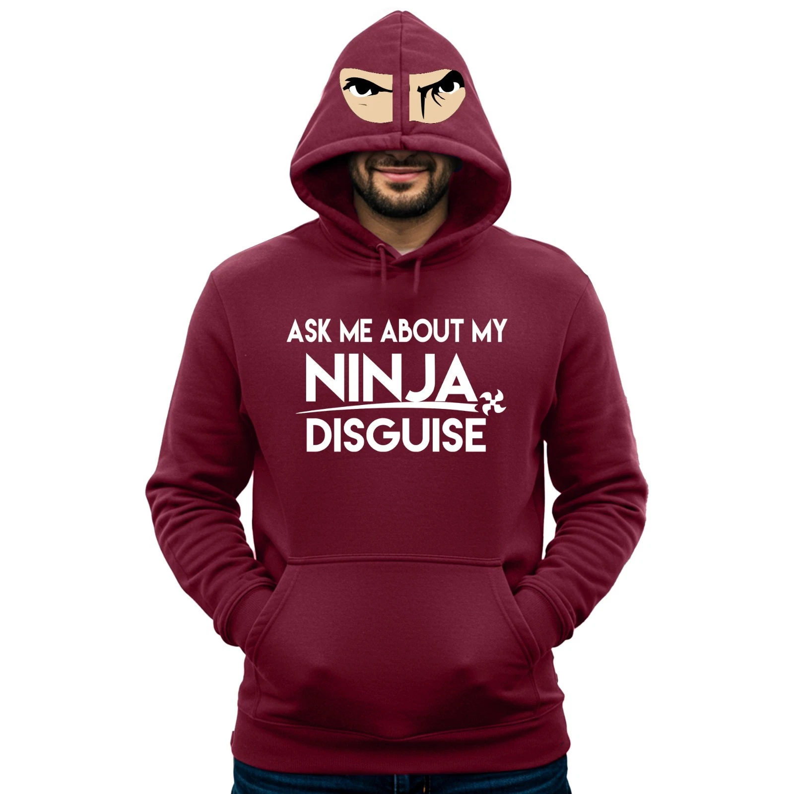 Funny Ninja Disguise Flip Hood Lovers Gift Sarcastic Kids Teen Unisex Hoodie