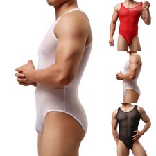 Mens See-Through Mesh for LINGERIE Leotard Underwear Bodysuit Jumpsuit