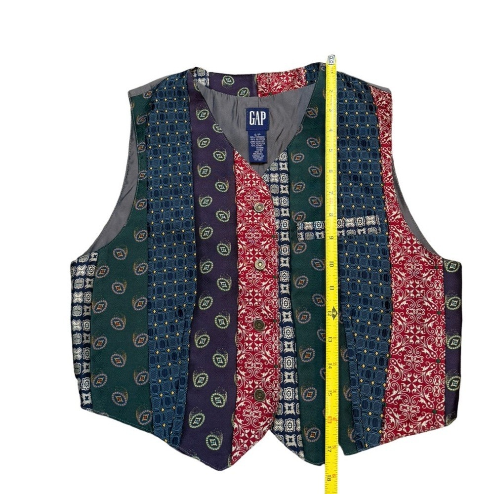 Vintage GAP Patchwork Necktie Style VestSize Small - image 3