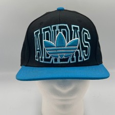 Adidas Originales Gorra Snapback Negra Azul Logo Trifolio Ala Plana Gorra Para Hombres