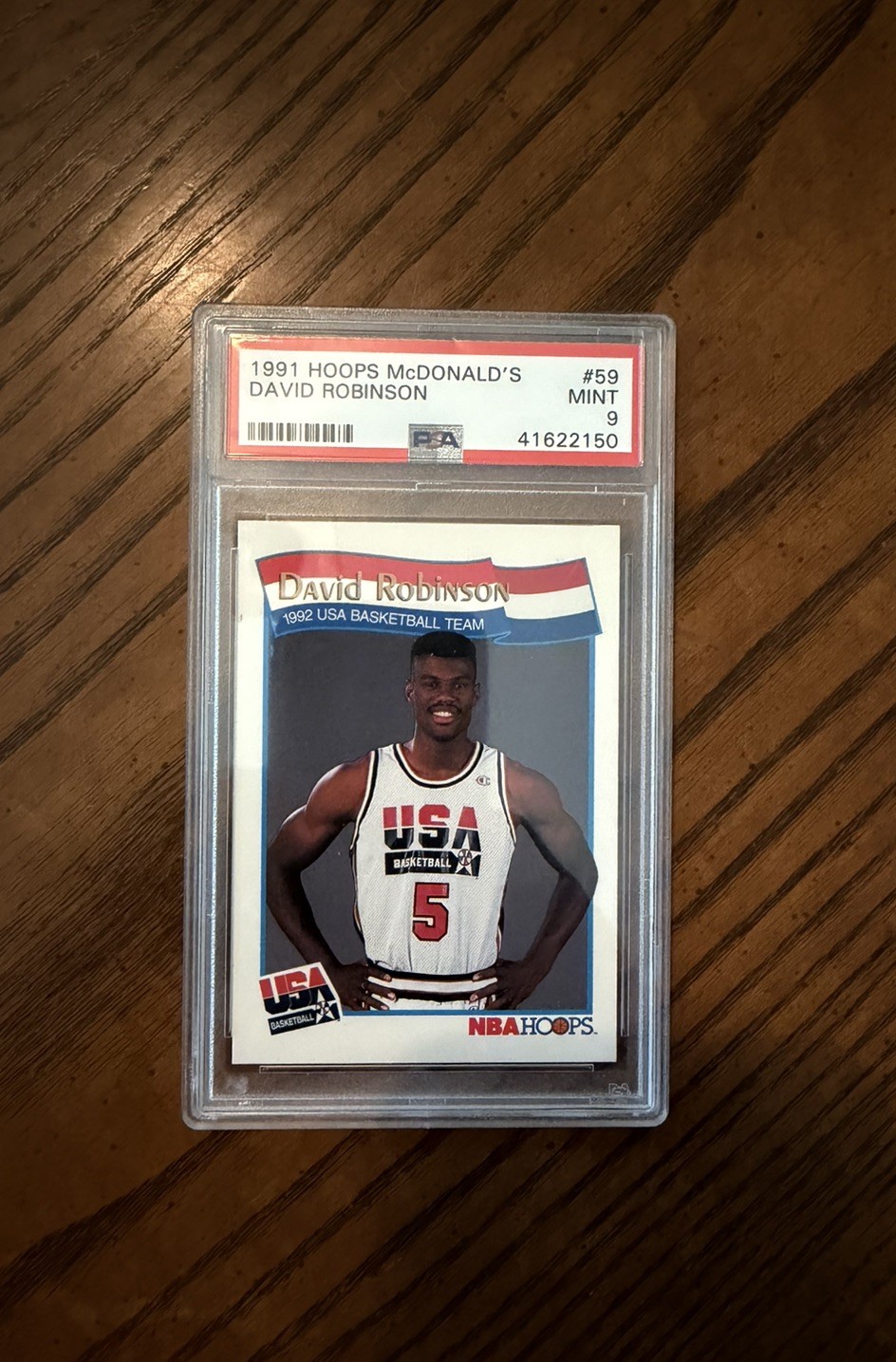 1991-92 NBA Hoops McDonalds USA Olympic Team # 59 David Robinson Graded PSA 9