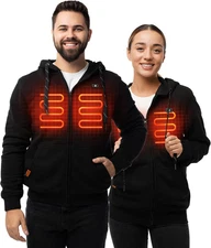 Heated Hoodies Jacket for Men Women with Battery Pack Zip up Hooded Small to 3XL