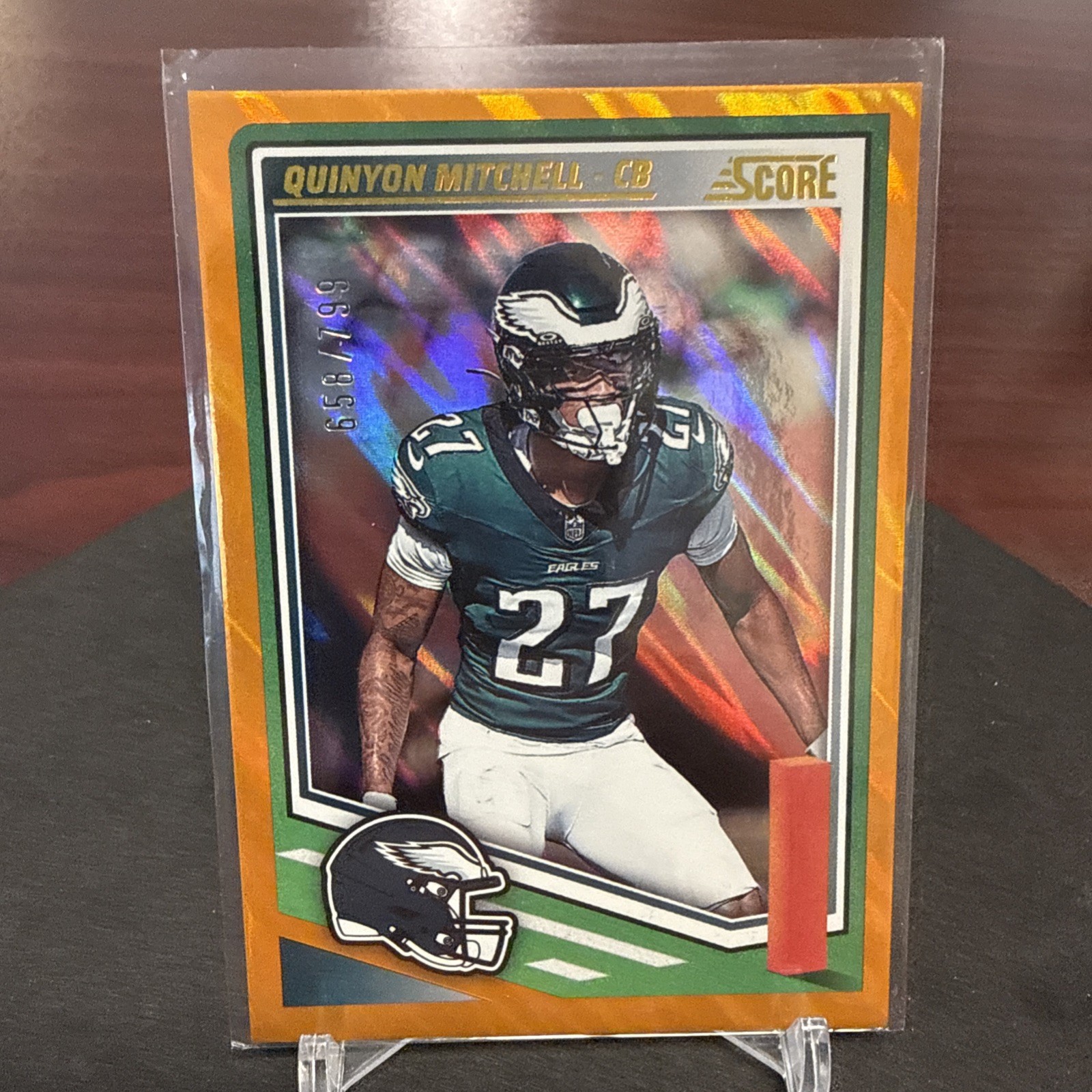 2025 Panini Score Football Quinyon Mitchell #140 Lava /799 Eagles F05