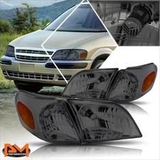 For 97-05 Chevy Venture Smoked Housing Amber Corner Signal Headlight/Lamps Pair