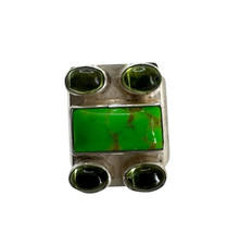 Sterling Silver Green Turquoise and Peridot Ring Size 6.75