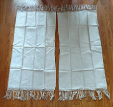 zestaw 2 zabytkowych ręczników kąpielowych/pokazowych pościel w dobrym stanie frędzle kość słoniowa adamaszek