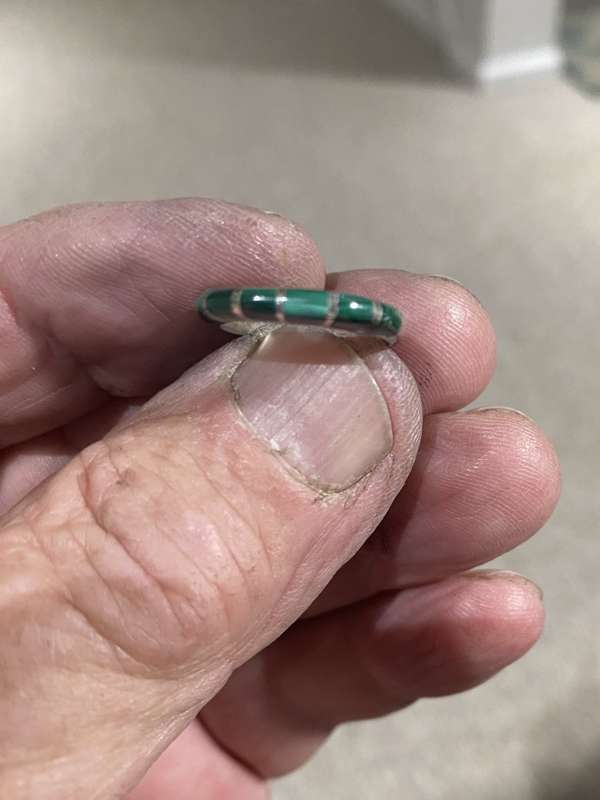 Malachite Ring (Thin) Sterling Silver - image 1