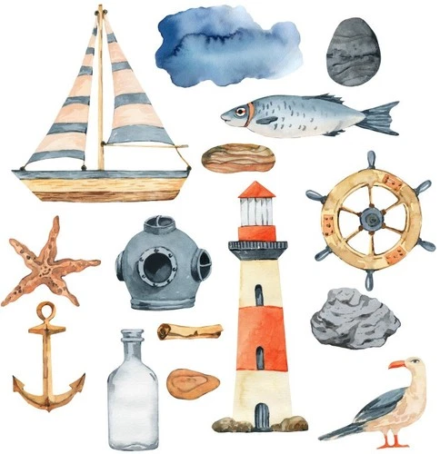 Sealife Boats Sailing Coastal Self Adhesive Wall Sticker