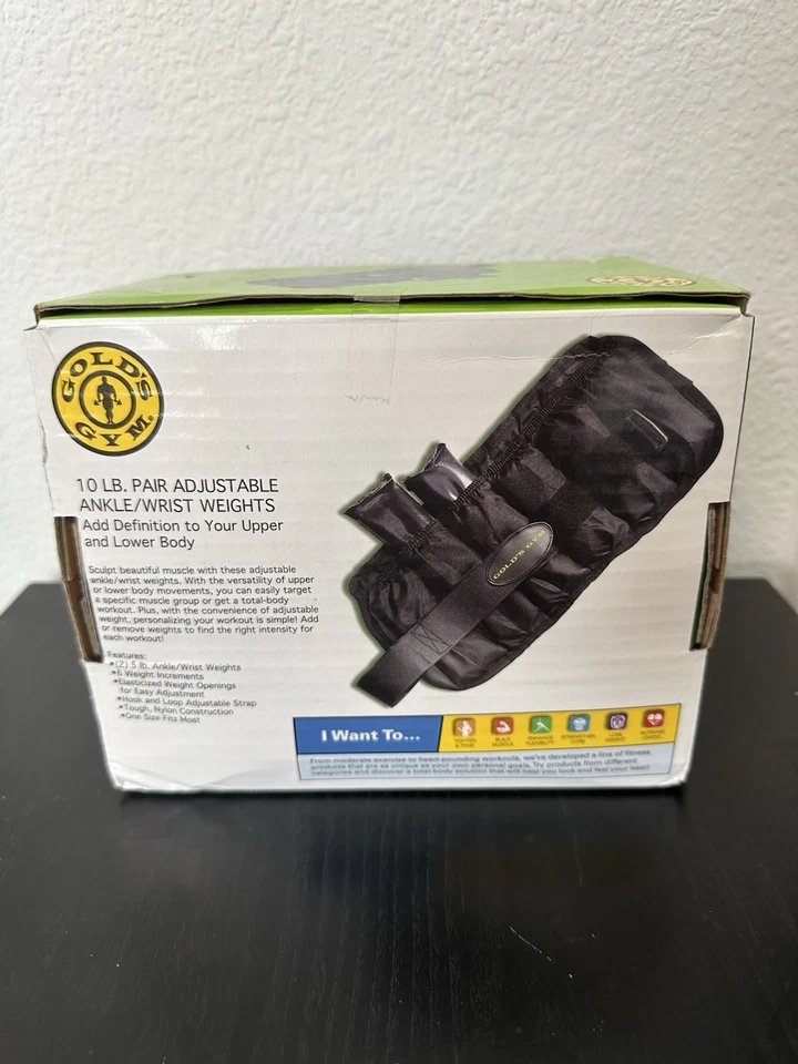 Par de pesas ajustables de tobillo/muñeca Gold's Gym de 10 libras NUEVO Foto 2 de 3