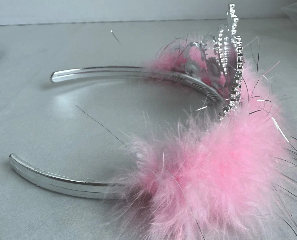 Tiara Princesa Adorno Plata Rosa Gema Corona Decoración Exhibición Disfraces Foto 3 de 4