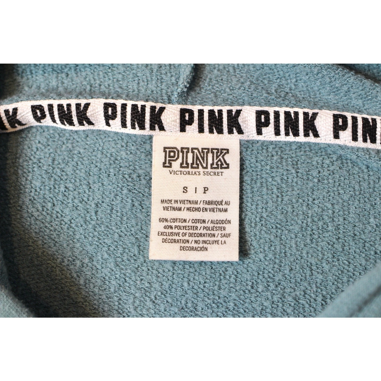 UNDERCOVER Felpa con cappuccio Victorias secret ROSA blu full zip donna piccola y2k anni 2000
