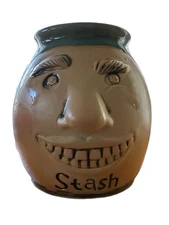 About Face Designs Booty Bank STASH Pottery Jar With Cork Lid