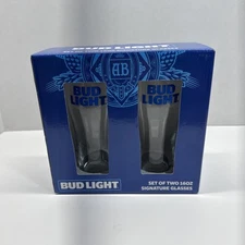New Sealed Lot Of 2 Bud Light Signature Glasses 16oz