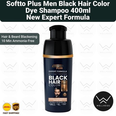 Softto Plus Men Black Hair Color, Hair Blackening 10 Min Ammonia-Free 400ml