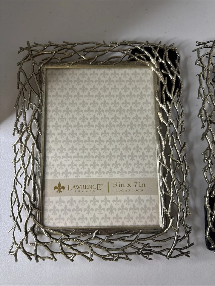 Marco de fotos de metal con diseño de rama plateada Lawrence Frames 5" x 7" Foto 2 de 4