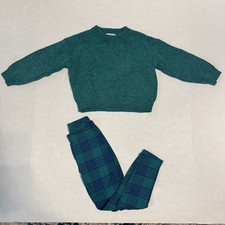 Cat  Jack Girls XS 4/5 Sweater  Leggings Outfit Fall Casual Everyday Plaid