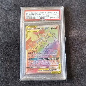 Pokemon Charizard & Braixen GX Cosmic Eclipse Full Art 251/236 PSA 9