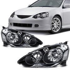 Front Pair Set Halogen Headlights Assembly For 2002-2004 Acura Rsx 2.0l Black