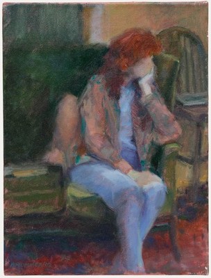Pauline Plummer (b.1933) - 2002 Öl, Wartend.
