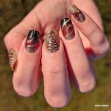 Color Street Nail Polish Strips - VELVET RIBBON (FDG679) Glitter Print CHRISTMAS