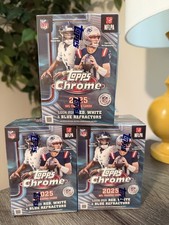 2025 Topps Chrome NFL Football Blaster Value Box Lot of 3 Sealed Boxes In Hand!